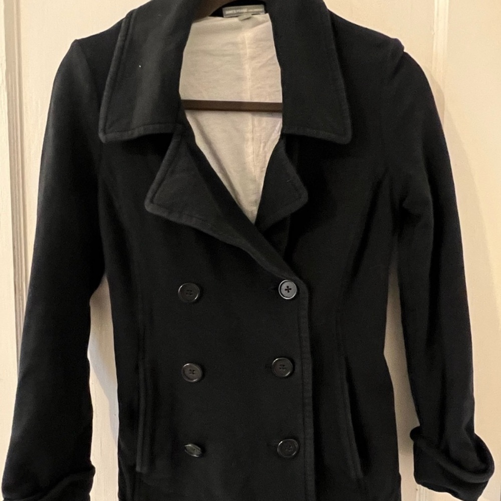James Perse double breasted cotton peacoat style jacket black size 1